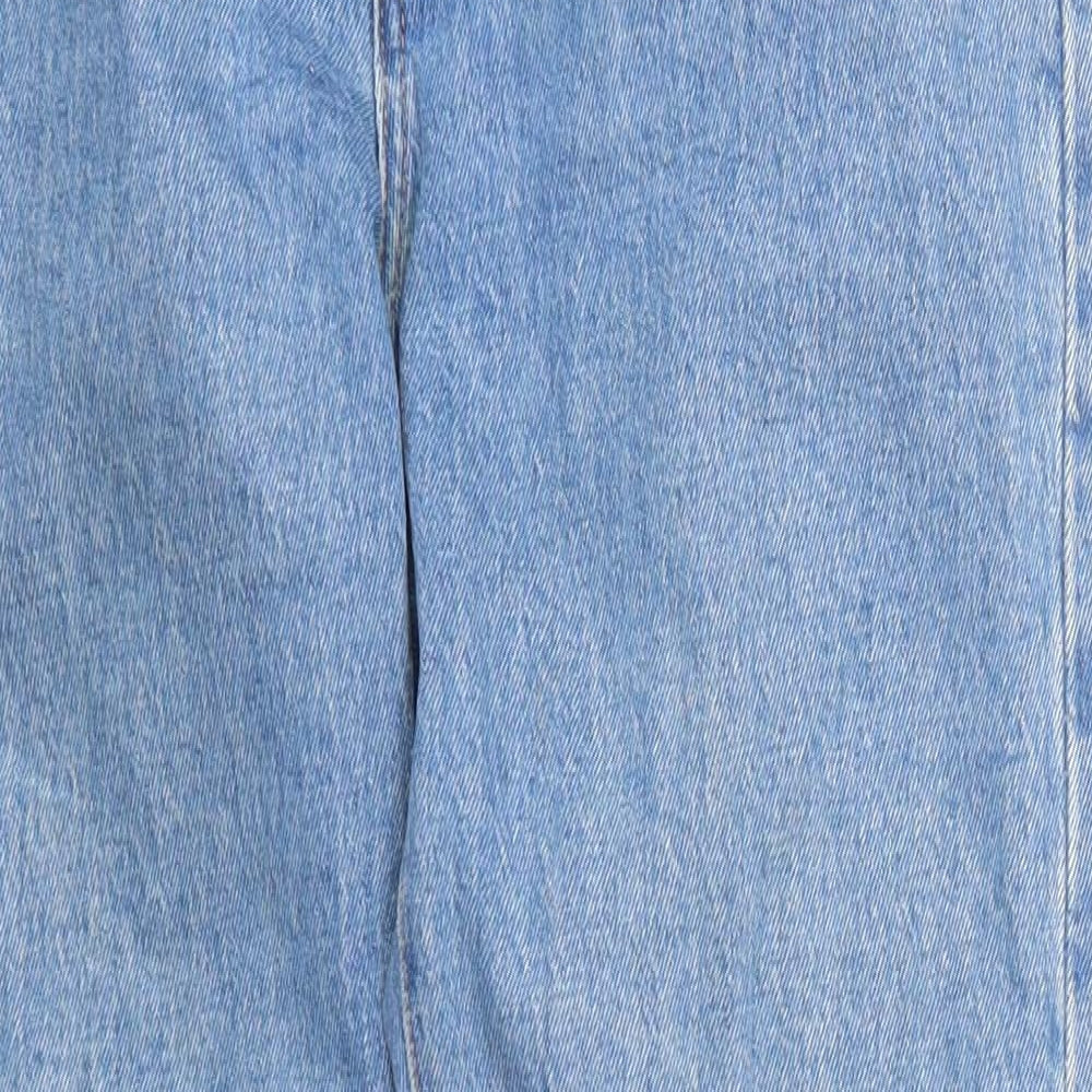 Levi's Womens Blue  Cotton Straight Jeans Size 27 in L29 in Regular Button - Distressed Hem