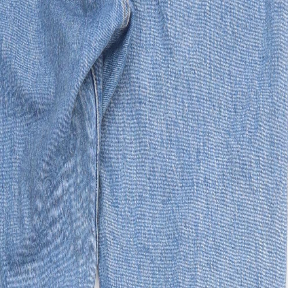 Levi's Womens Blue  Cotton Straight Jeans Size 27 in L29 in Regular Button - Distressed Hem