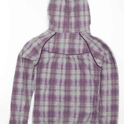 Colours of The World Womens Purple Check Cotton Full Zip Hoodie Size S  Zip