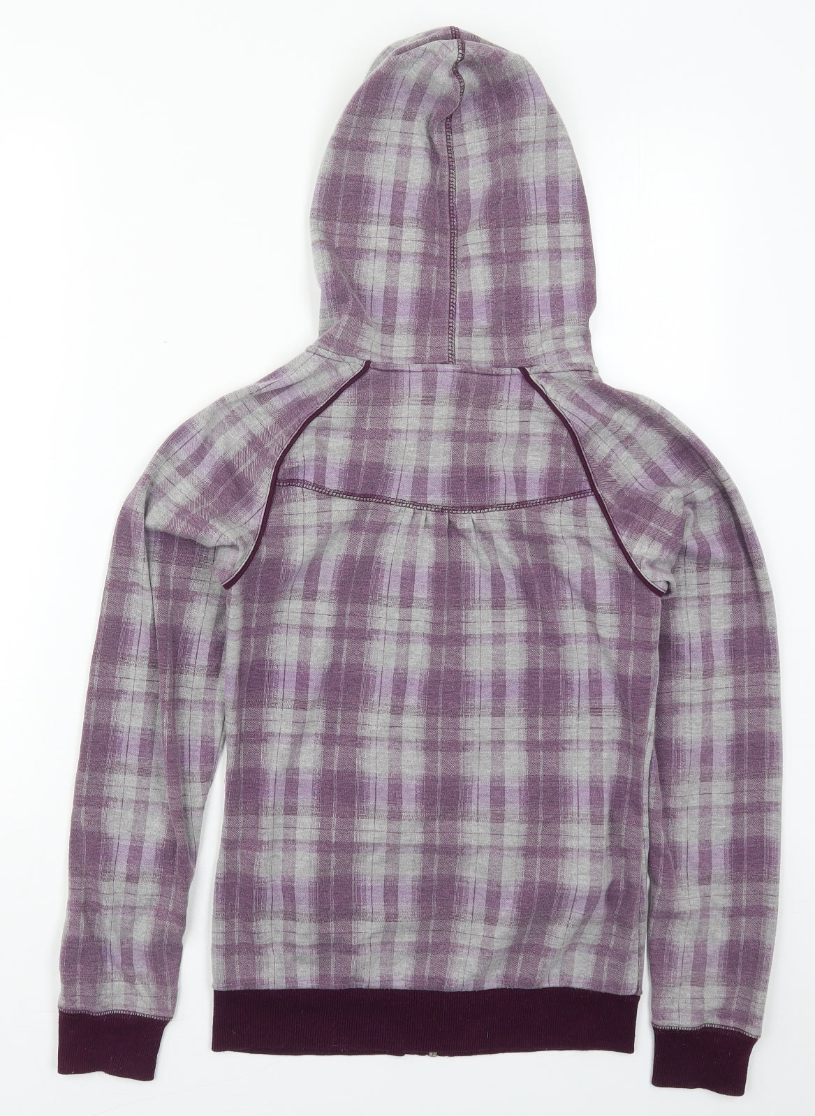 Colours of The World Womens Purple Check Cotton Full Zip Hoodie Size S  Zip
