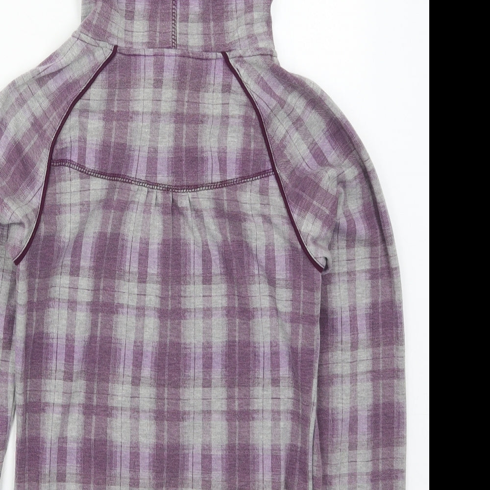 Colours of The World Womens Purple Check Cotton Full Zip Hoodie Size S  Zip