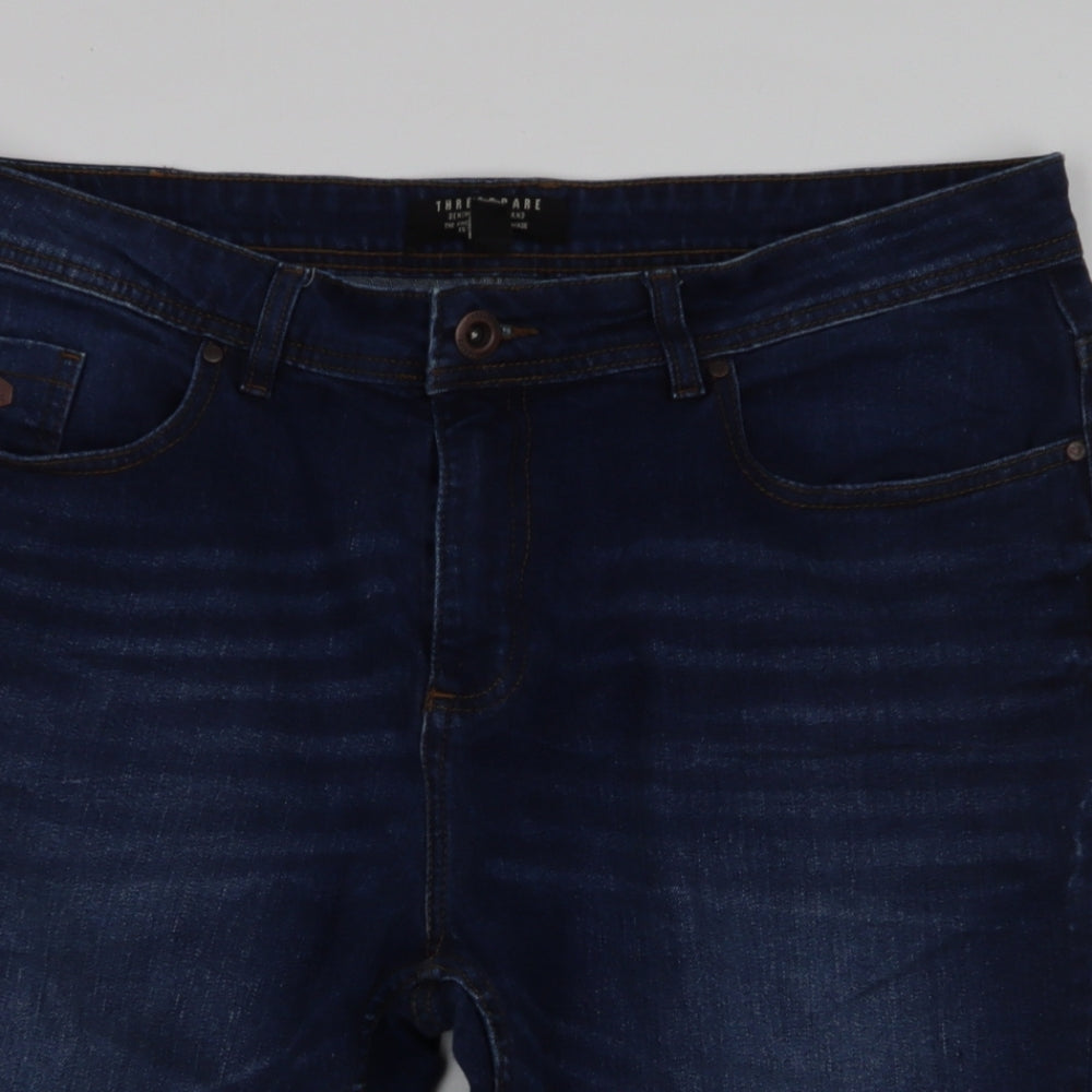 Threadable Mens Blue  Cotton Bermuda Shorts Size 34 in L11 in Regular Zip