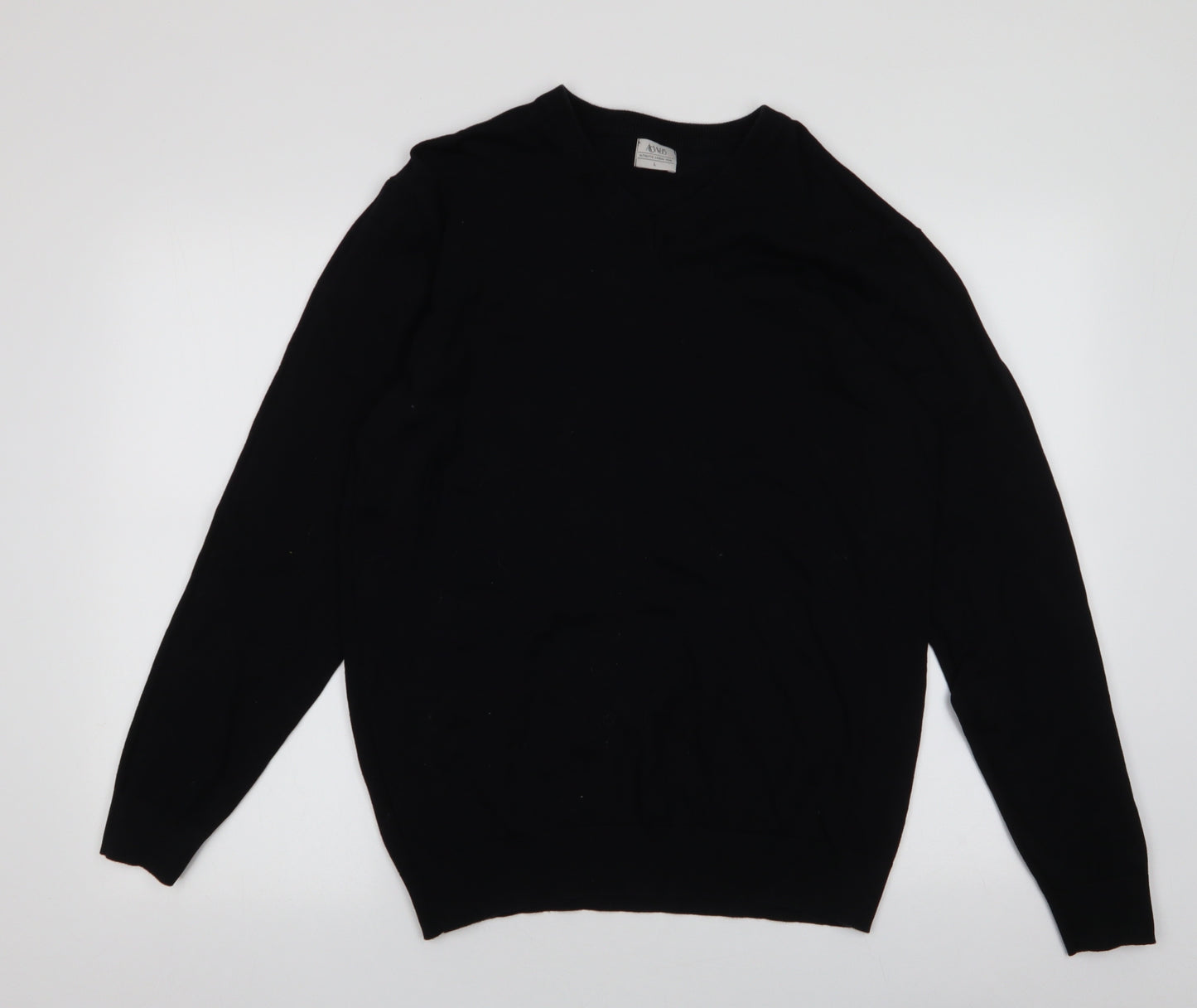 Matalan Mens Black V-Neck  Cotton Pullover Jumper Size L