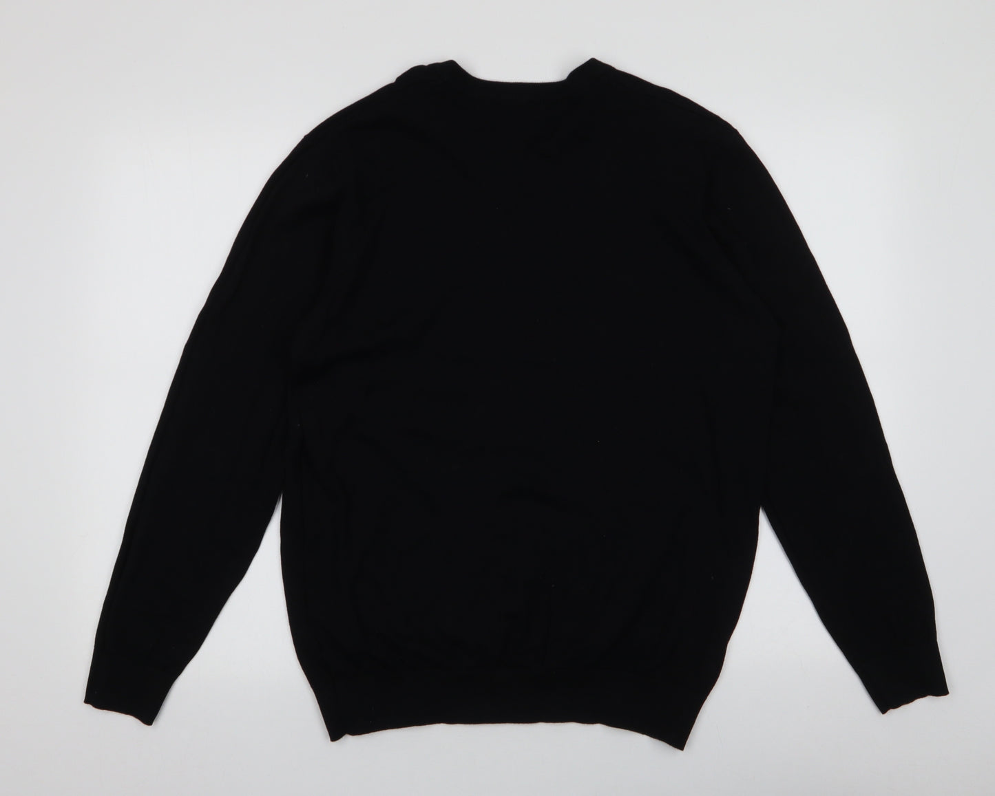 Matalan Mens Black V-Neck  Cotton Pullover Jumper Size L