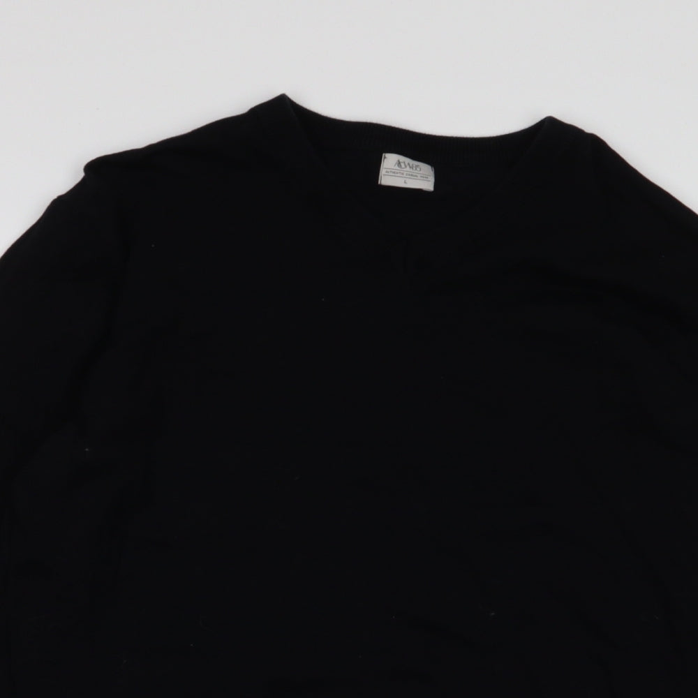 Matalan Mens Black V-Neck  Cotton Pullover Jumper Size L