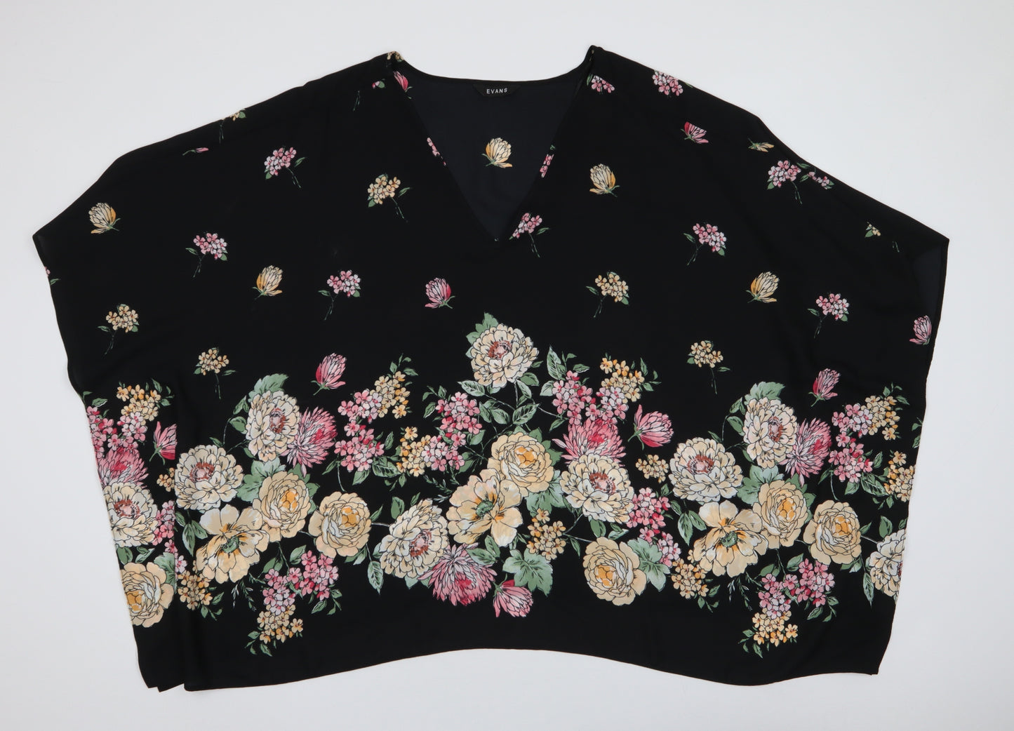 Evans Womens Multicoloured Floral Polyester Basic Blouse Size 26 Round Neck