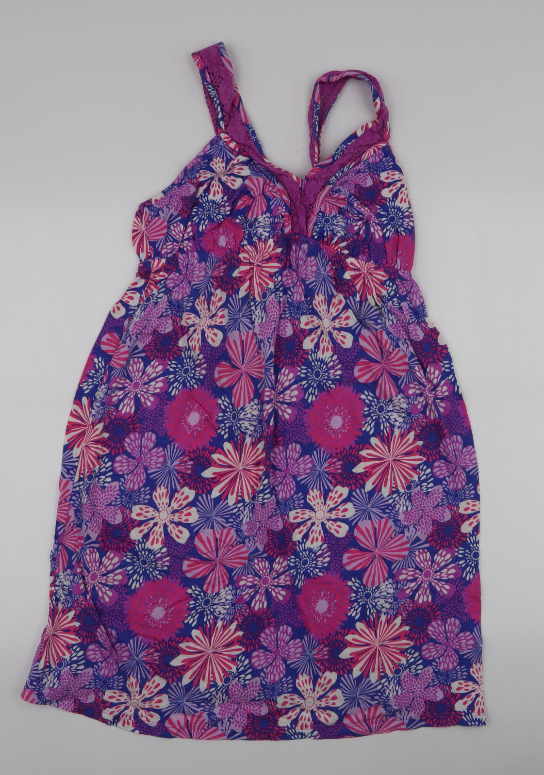 Mantaray Womens Multicoloured Floral Cotton A-Line  Size 14  V-Neck Pullover