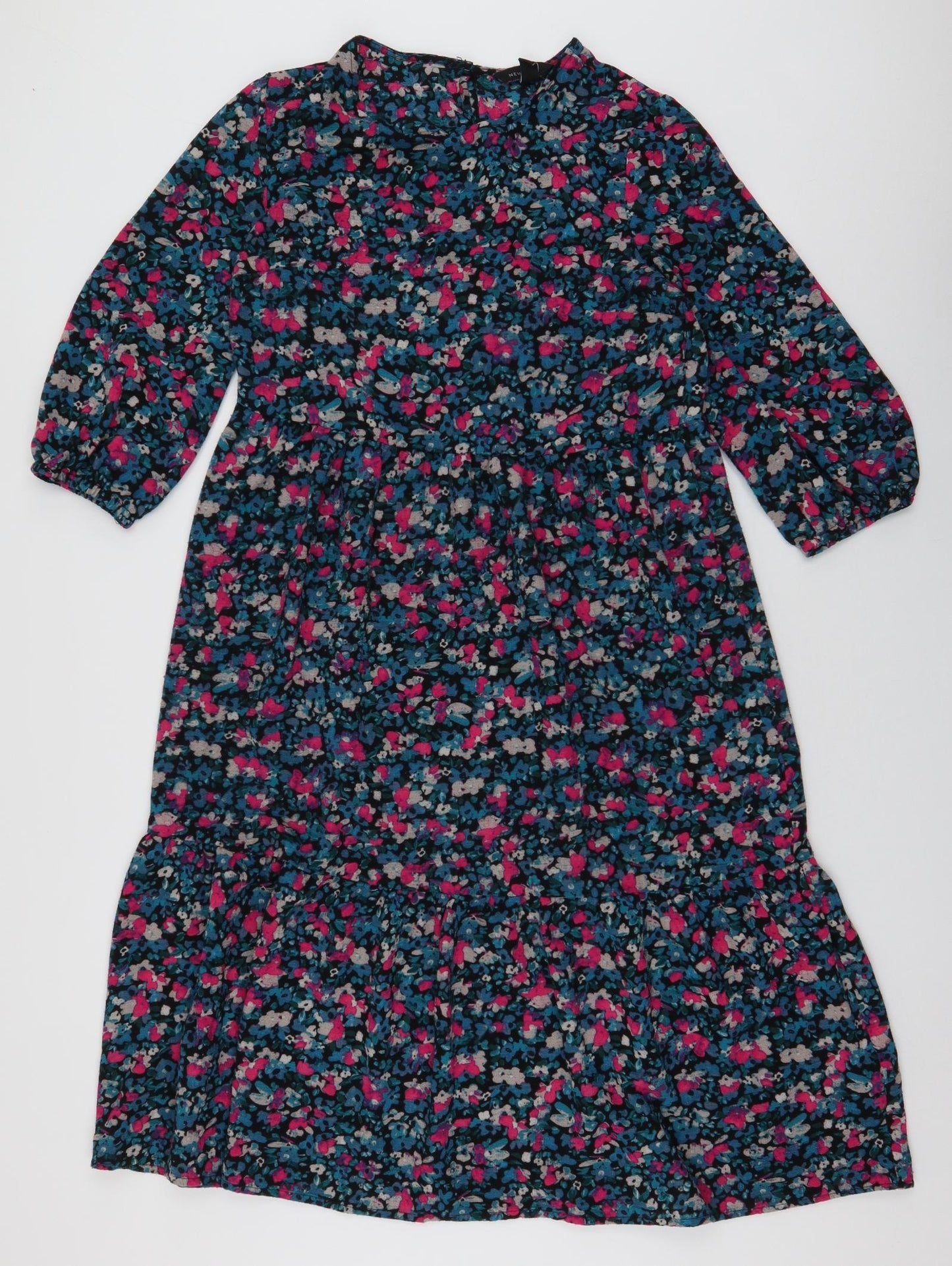 New Look Womens Multicoloured Floral Polyester Trapeze & Swing  Size 12  Round Neck Pullover