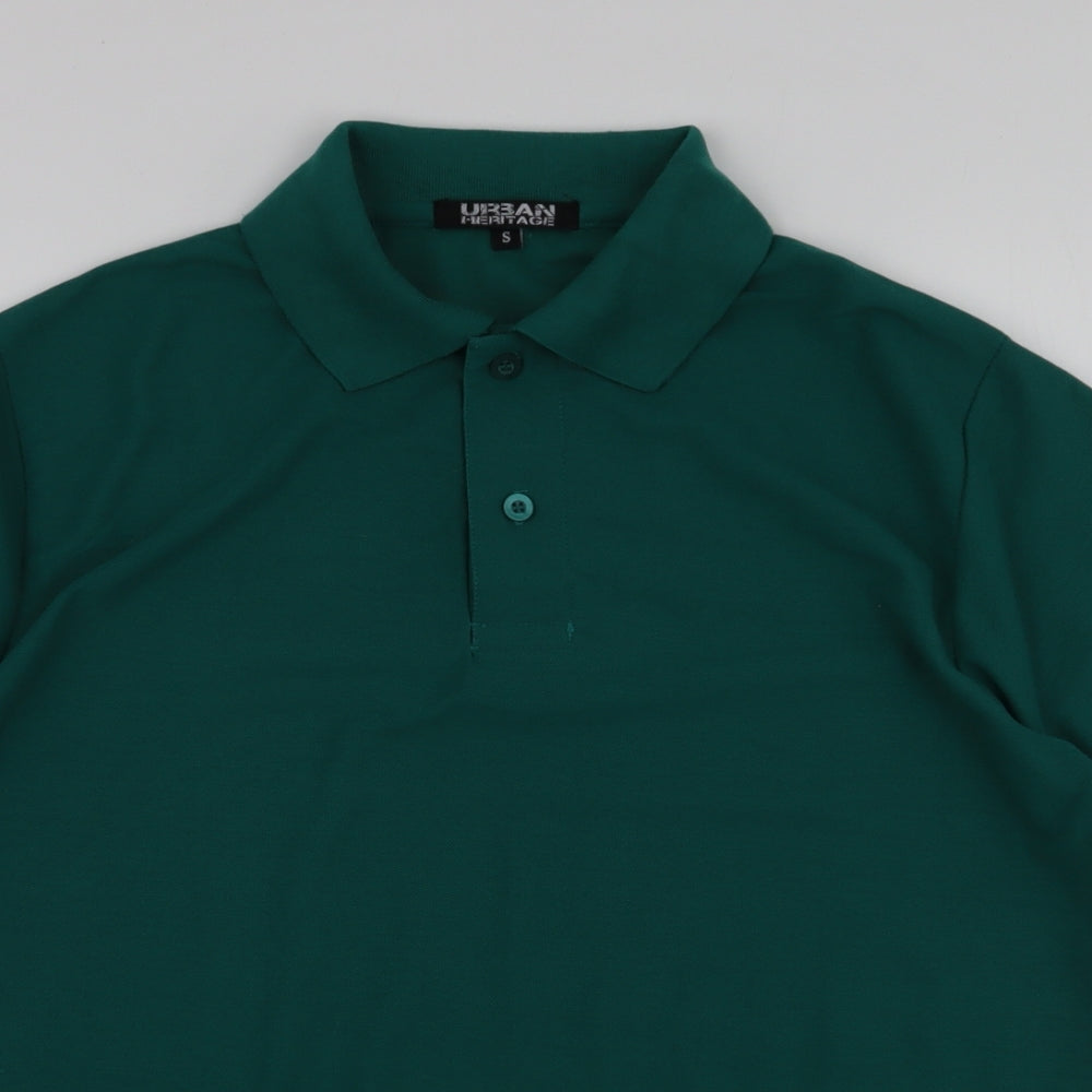 Urban Heritage Mens Green  Polyester  Polo Size S Collared Button