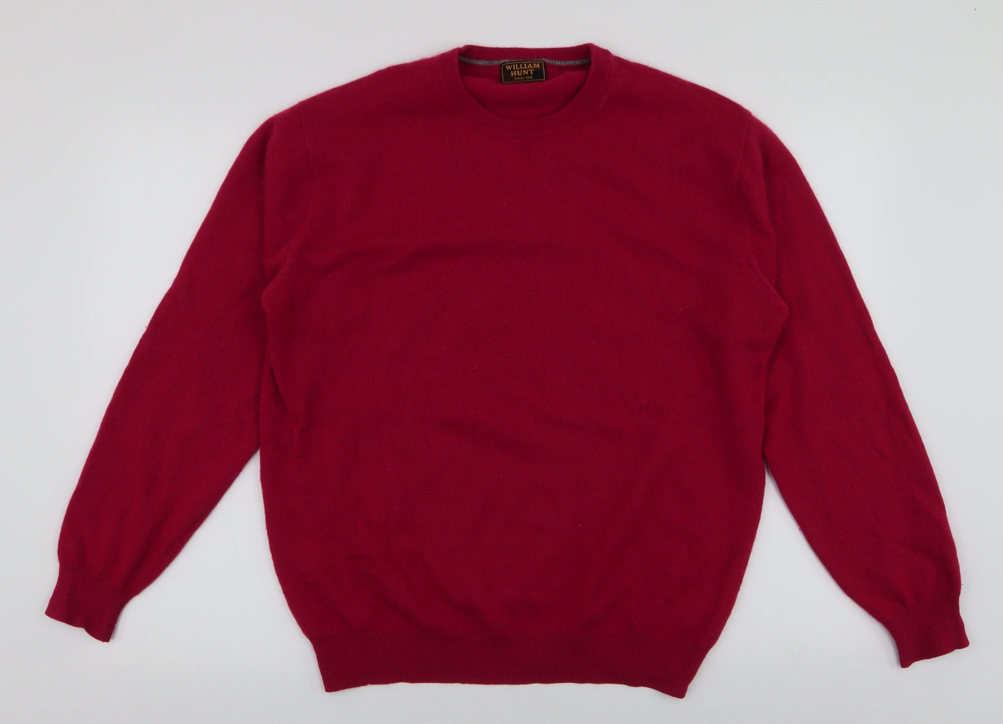 William Hunt Mens Red Round Neck  Wool Pullover Jumper Size L