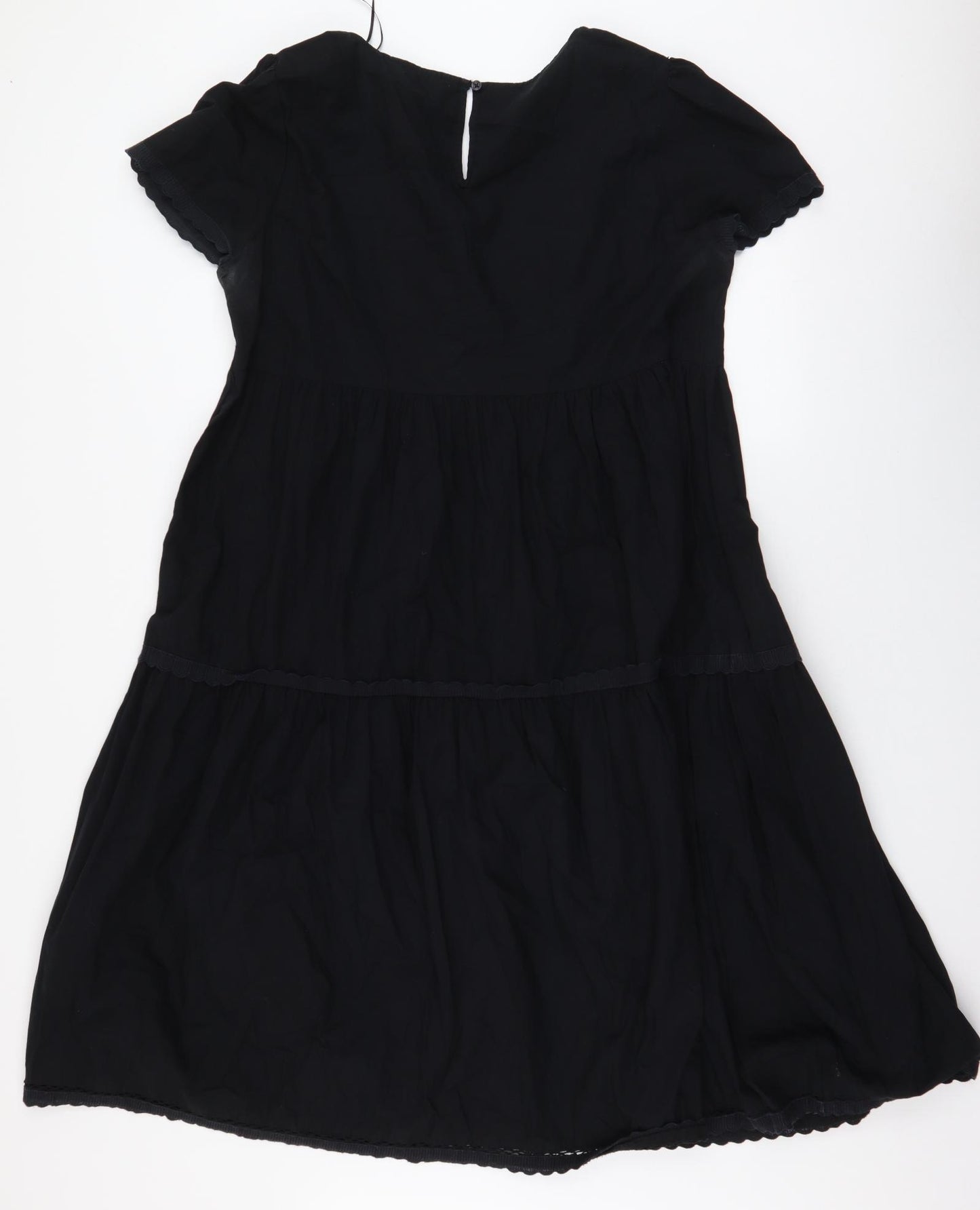 F&F Womens Black  100% Cotton Trapeze & Swing  Size 14  V-Neck Pullover