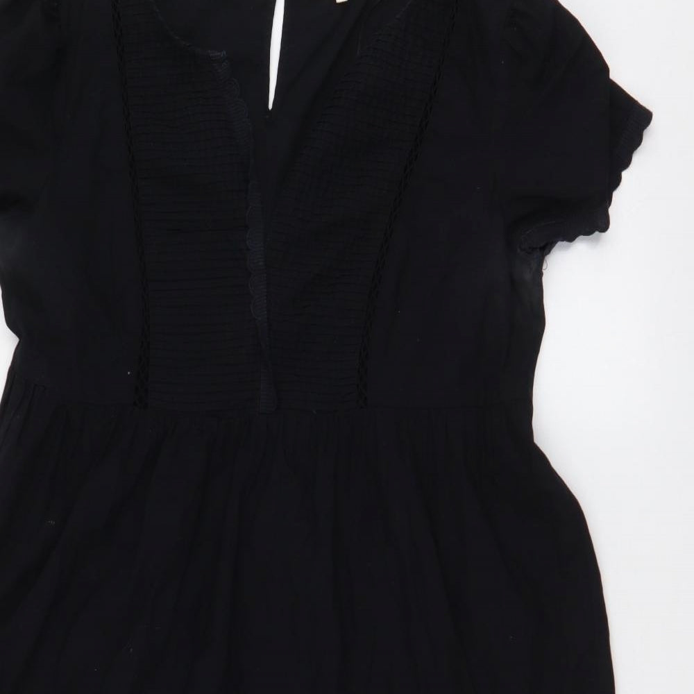 F&F Womens Black  100% Cotton Trapeze & Swing  Size 14  V-Neck Pullover