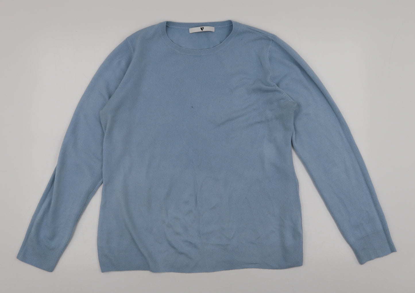 V by Very Womens Blue Round Neck  Acrylic Pullover Jumper Size 14