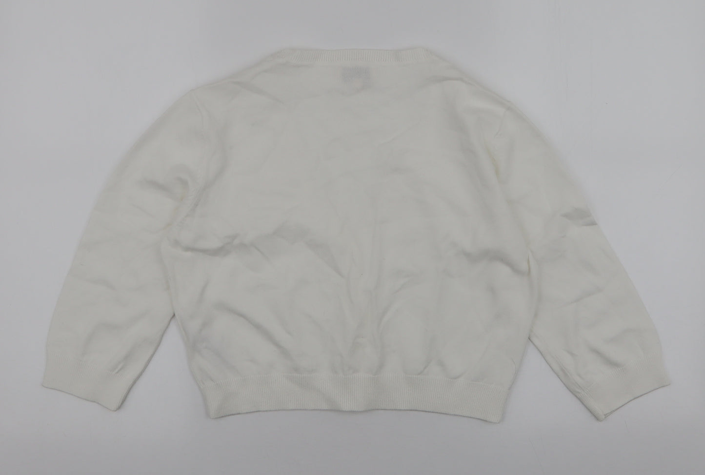 New Look Womens Ivory V-Neck  Cotton Cardigan Jumper Size 14