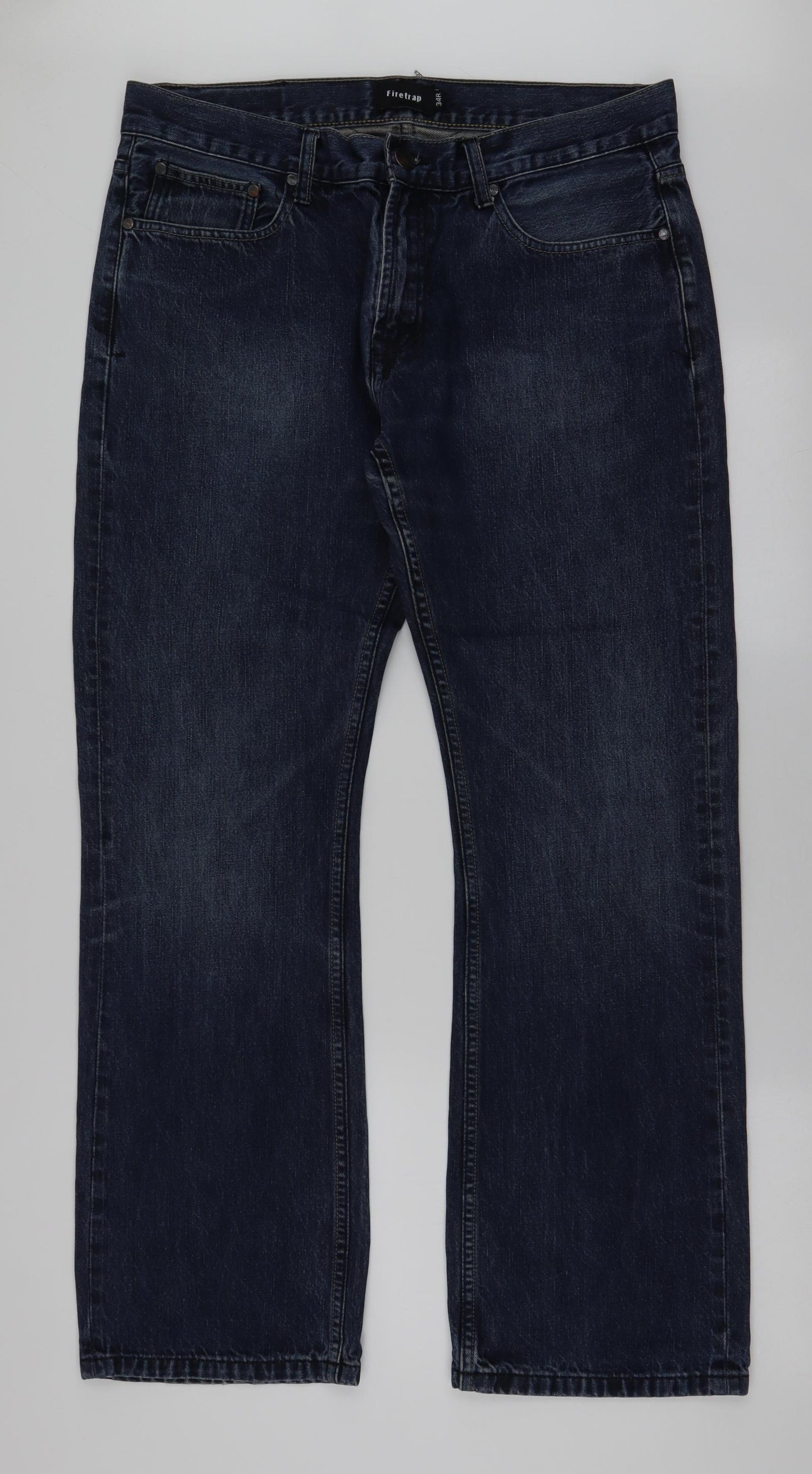 Firetrap Mens Blue  Polyester Straight Jeans Size 34 in L31 in Regular Zip