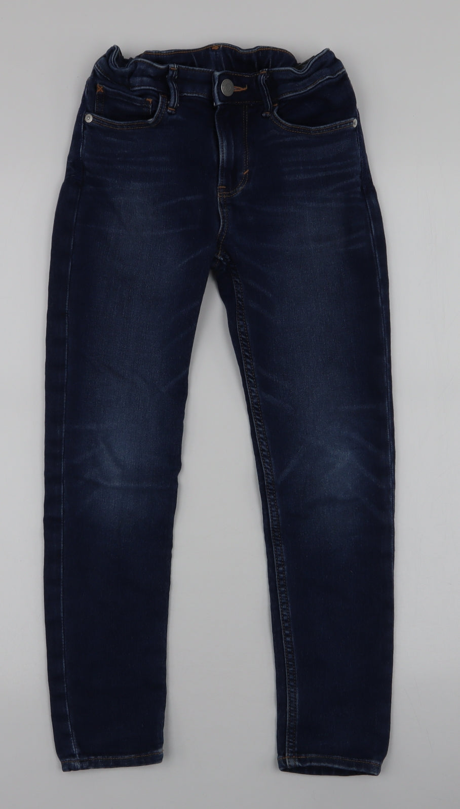 H&M Boys Blue  Cotton Skinny Jeans Size 8-9 Years  Slim Zip