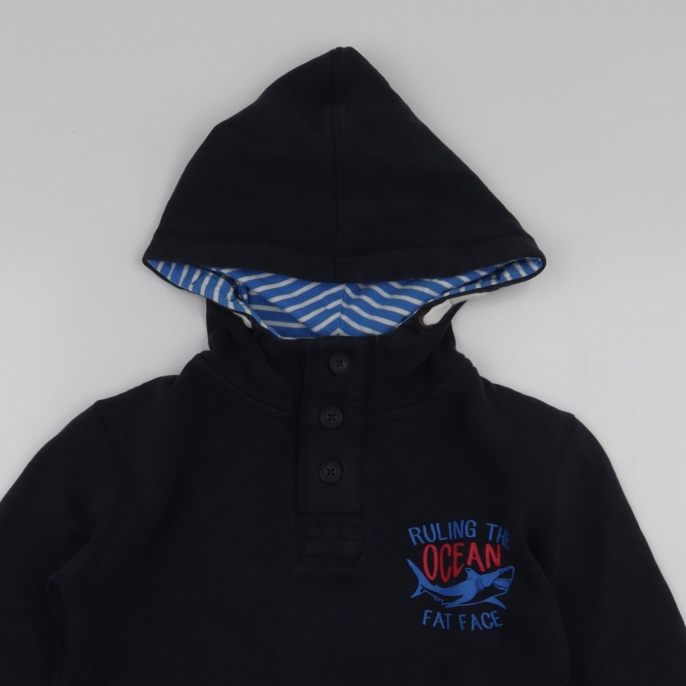 Fat Face  Boys Blue  Cotton Pullover Hoodie Size 8-9 Years  Pullover - Shark