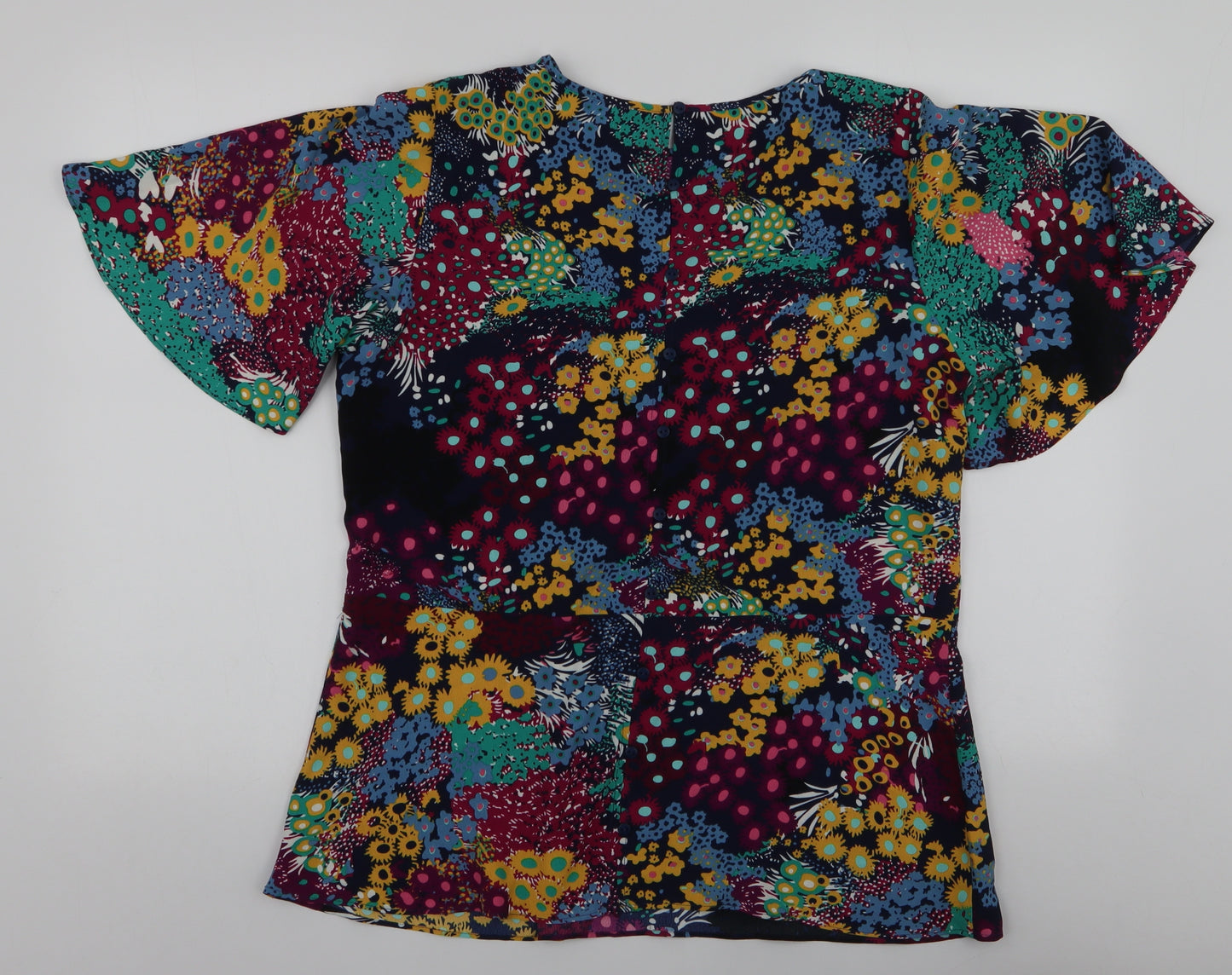 NEXT Womens Multicoloured Floral Polyester Basic Blouse Size 16 Round Neck