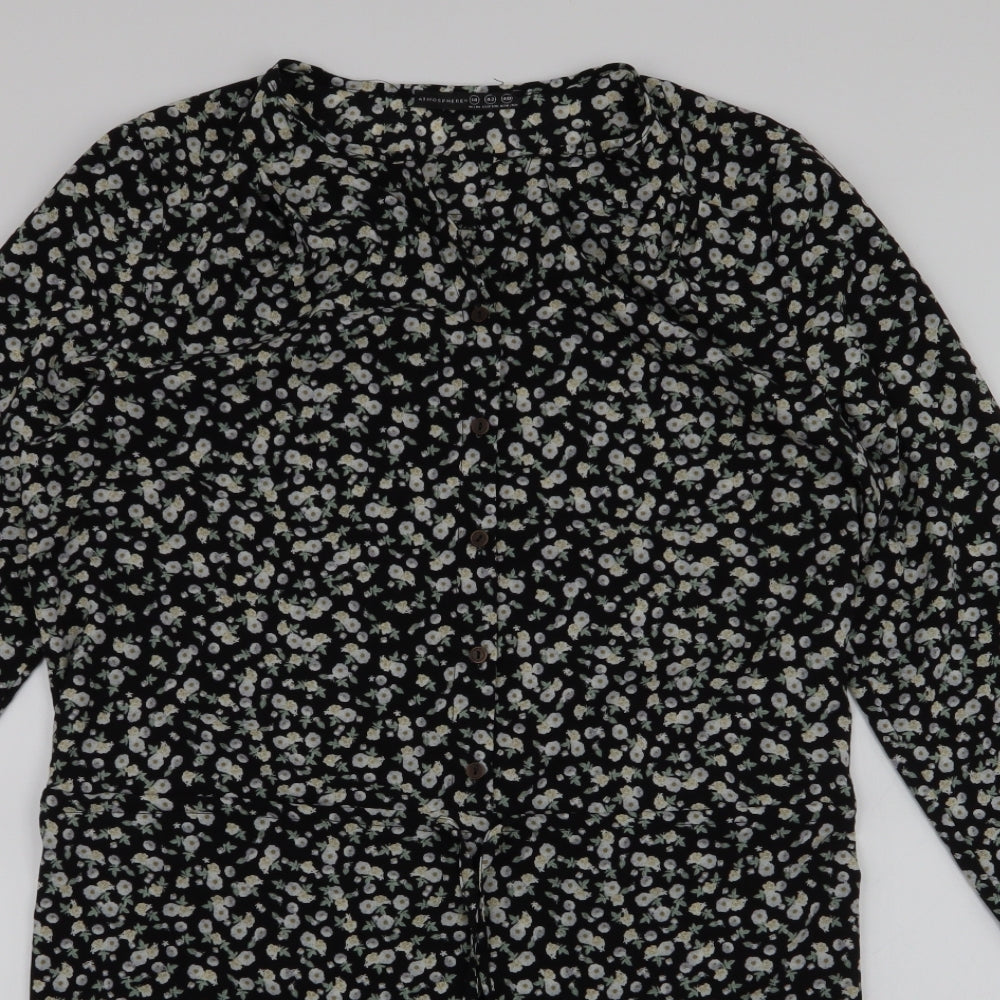 Atmosphere Womens Multicoloured Floral Polyester A-Line  Size 14  Round Neck Button