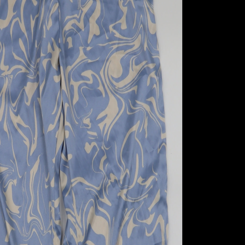 Monki Womens Blue  Polyester Trousers  Size L L28 in Regular Drawstring