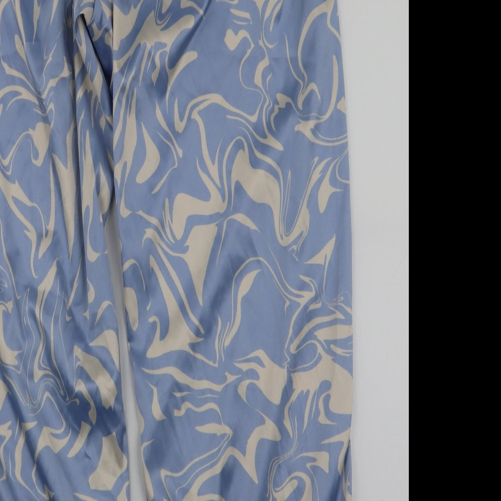 Monki Womens Blue  Polyester Trousers  Size L L28 in Regular Drawstring