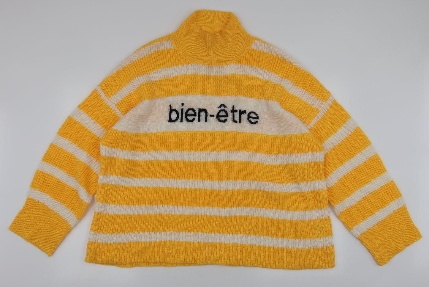 Neon Rose Womens Yellow High Neck Striped Acrylic Pullover Jumper Size 22   - Bien-etre