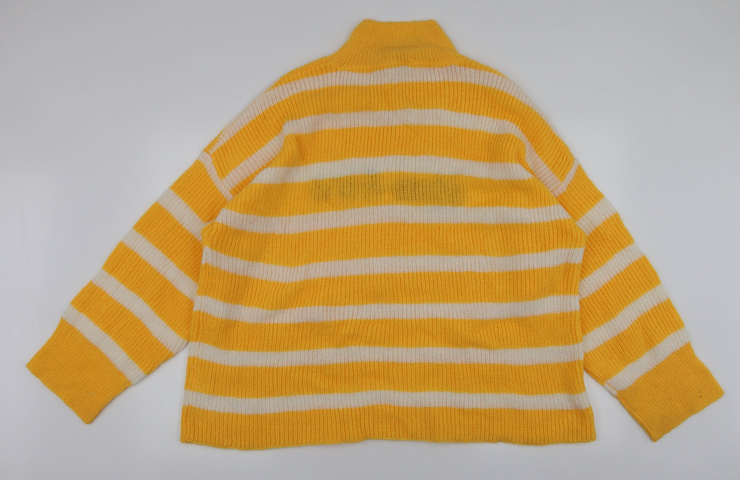 Neon Rose Womens Yellow High Neck Striped Acrylic Pullover Jumper Size 22   - Bien-etre