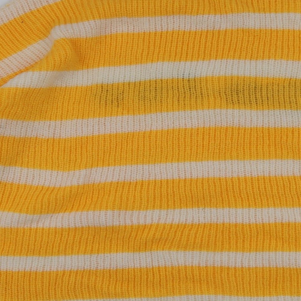 Neon Rose Womens Yellow High Neck Striped Acrylic Pullover Jumper Size 22   - Bien-etre