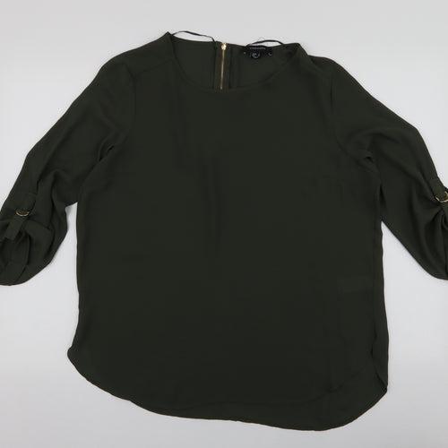 Atmosphere Womens Green  Polyester Basic Blouse Size 16 Round Neck