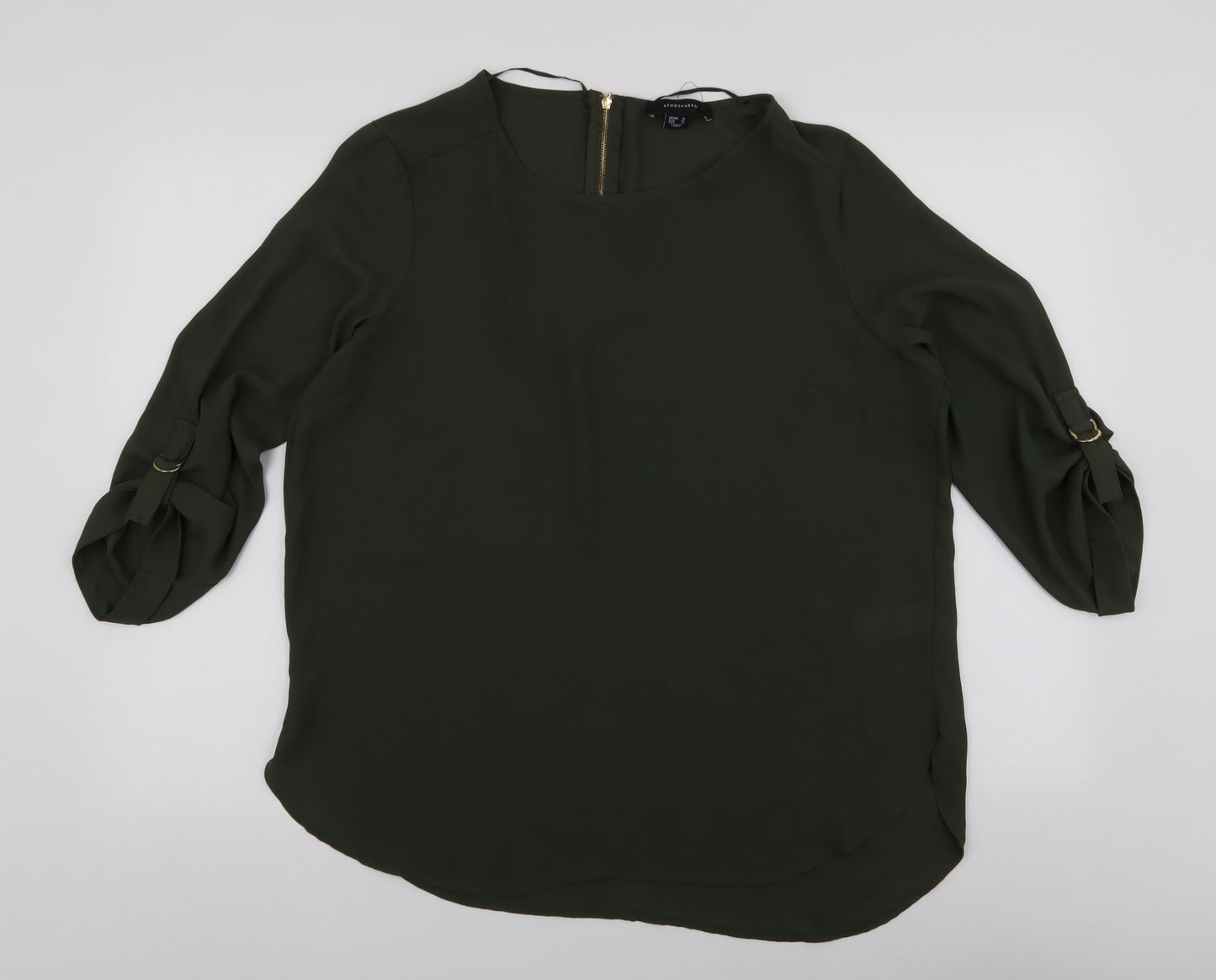 Atmosphere Womens Green  Polyester Basic Blouse Size 16 Round Neck