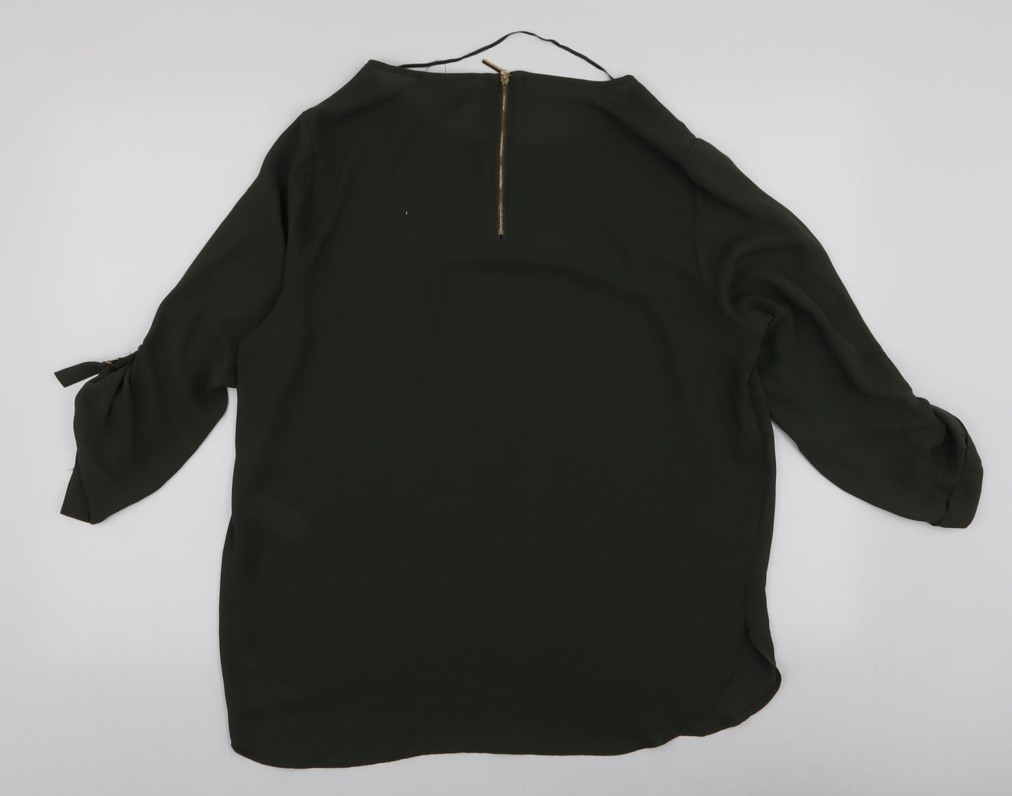 Atmosphere Womens Green  Polyester Basic Blouse Size 16 Round Neck