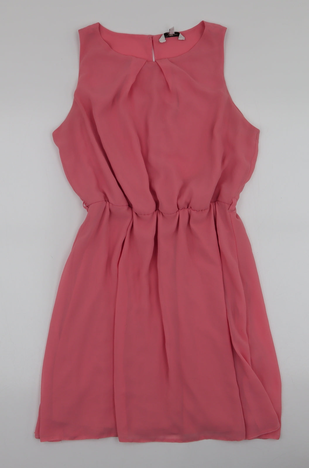 New Look Womens Pink  Polyester Skater Dress  Size 14  Round Neck Button