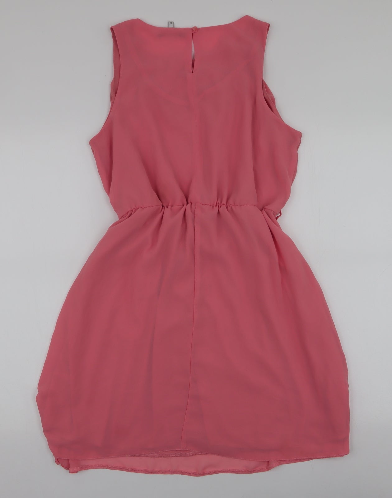 New Look Womens Pink  Polyester Skater Dress  Size 14  Round Neck Button