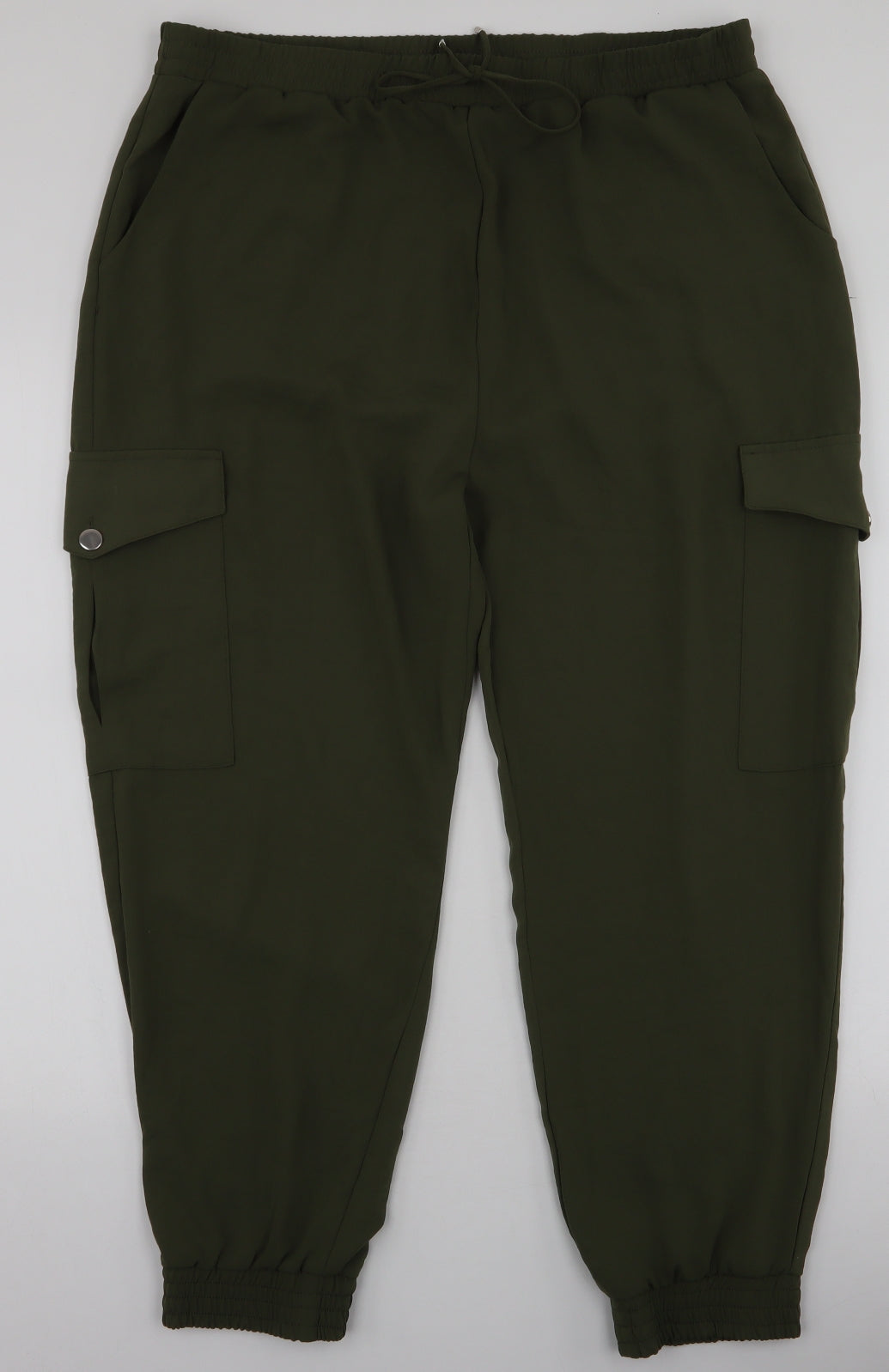 Dorothy Perkins Womens Green  Polyester Cargo Trousers Size 16 L26 in Regular Drawstring