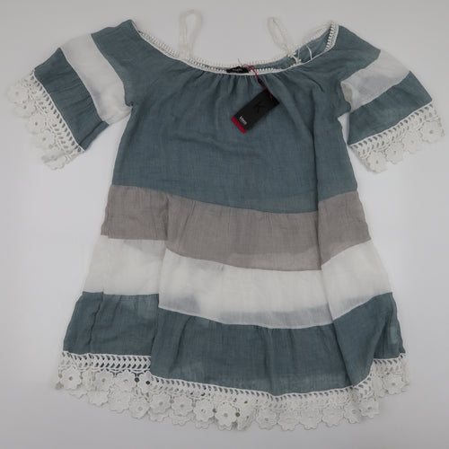 Klass Womens Multicoloured Striped Polyester A-Line  Size 14  Off the Shoulder Pullover