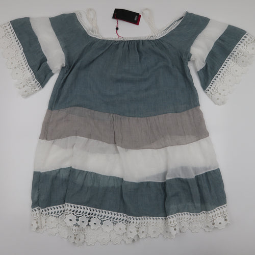 Klass Womens Multicoloured Striped Polyester A-Line  Size 14  Off the Shoulder Pullover