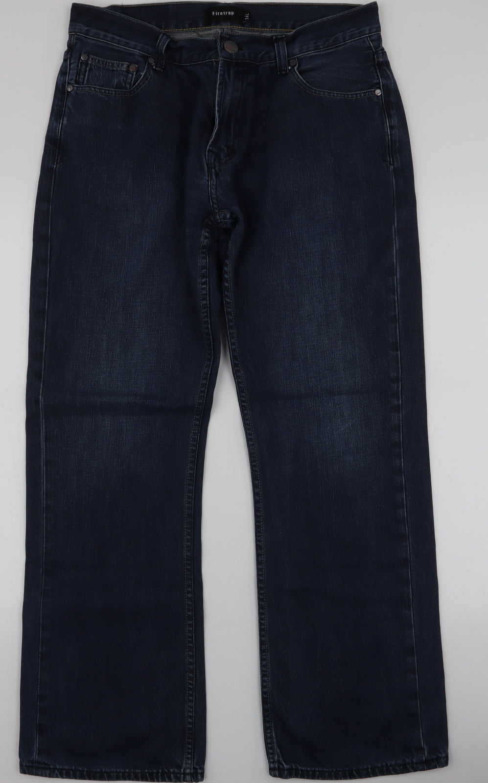 Firetrap Mens Blue  Polyester Straight Jeans Size 34 in L30 in Regular Zip