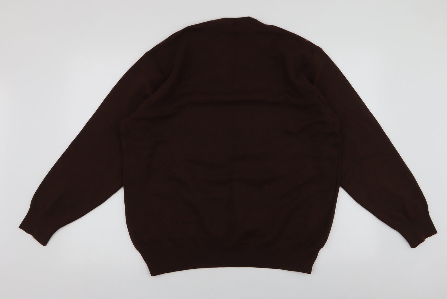 Sabri Ozel Mens Brown Round Neck Striped Polyester Pullover Jumper Size XL