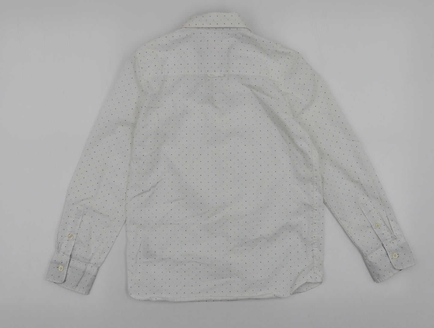 L.O.G.G Boys White Spotted 100% Cotton Basic Dress Shirt Size 9 Years Collared Button
