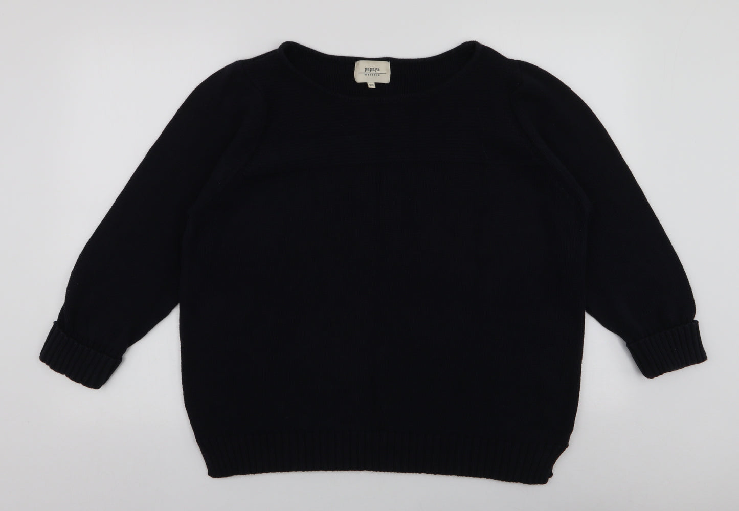 Papaya Womens Blue Round Neck  Cotton Pullover Jumper Size 20