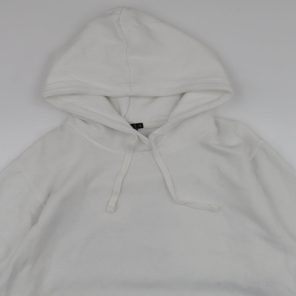 Boohoo Mens White  Cotton Pullover Hoodie Size S