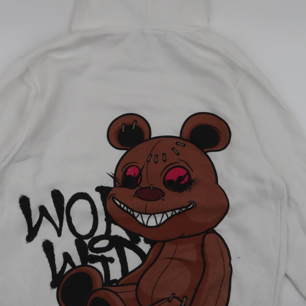 Boohoo Mens White  Cotton Pullover Hoodie Size S