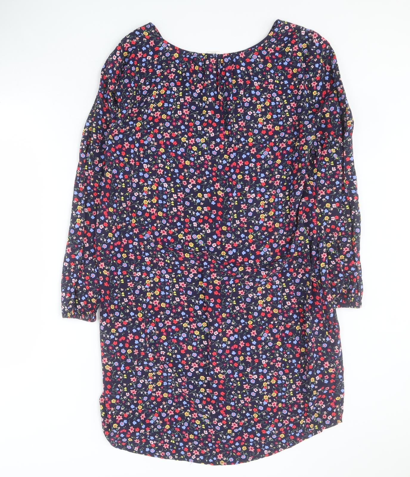 Gap Womens Blue Floral Viscose Shift  Size M  V-Neck Pullover
