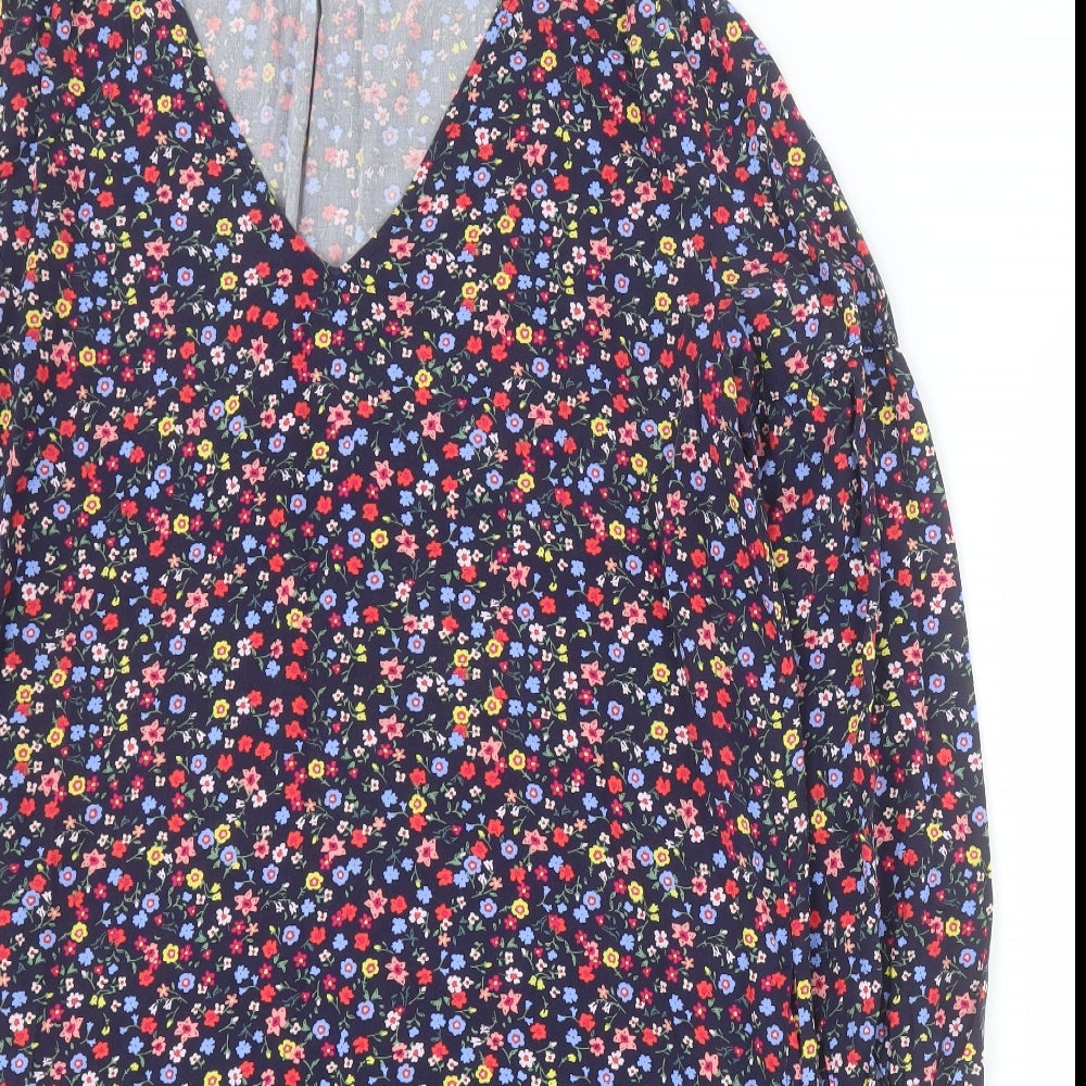 Gap Womens Blue Floral Viscose Shift  Size M  V-Neck Pullover