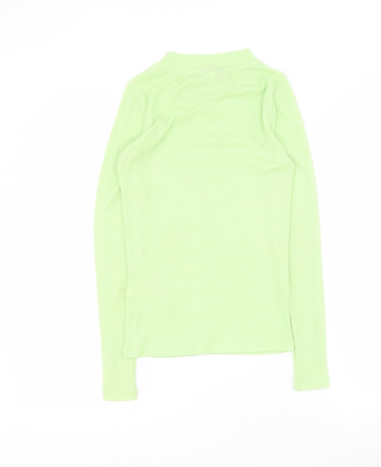 Topshop Womens Green  Polyester Basic T-Shirt Size 8 Mock Neck