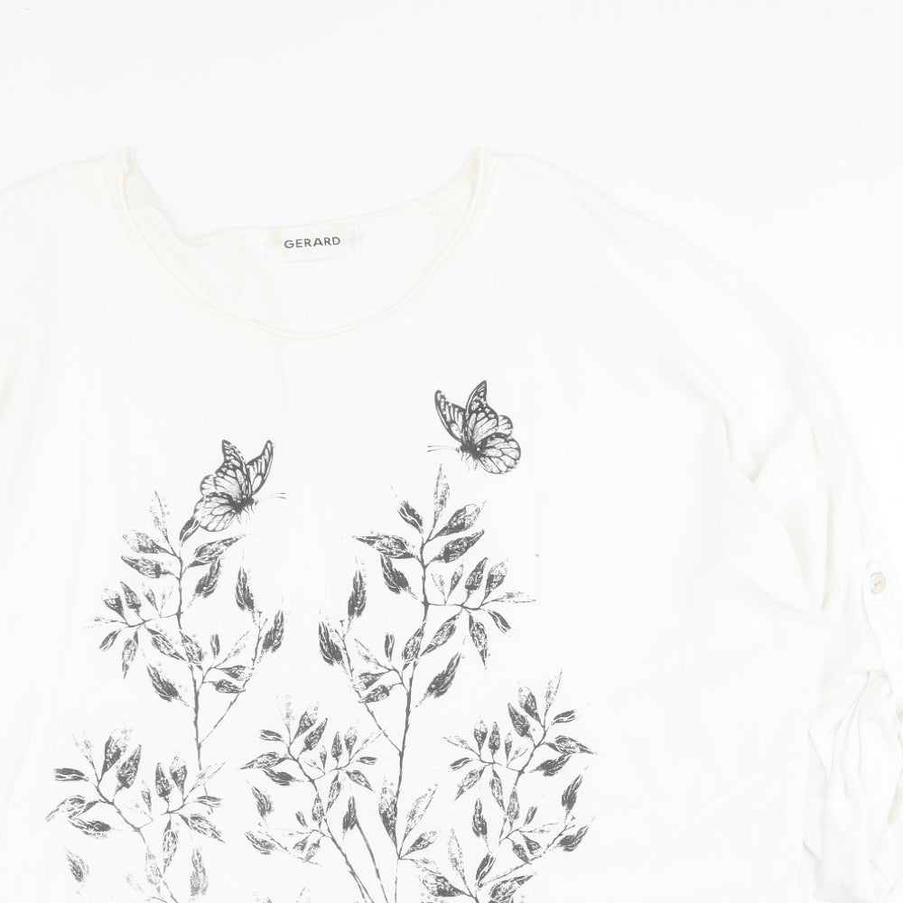 Gerard Womens White  Cotton Basic T-Shirt Size M Round Neck