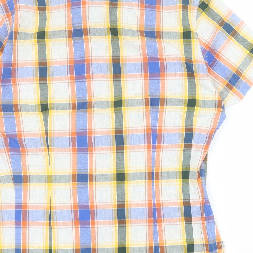Aria Womens Multicoloured Plaid Polyester Basic Button-Up Size 12 Collared