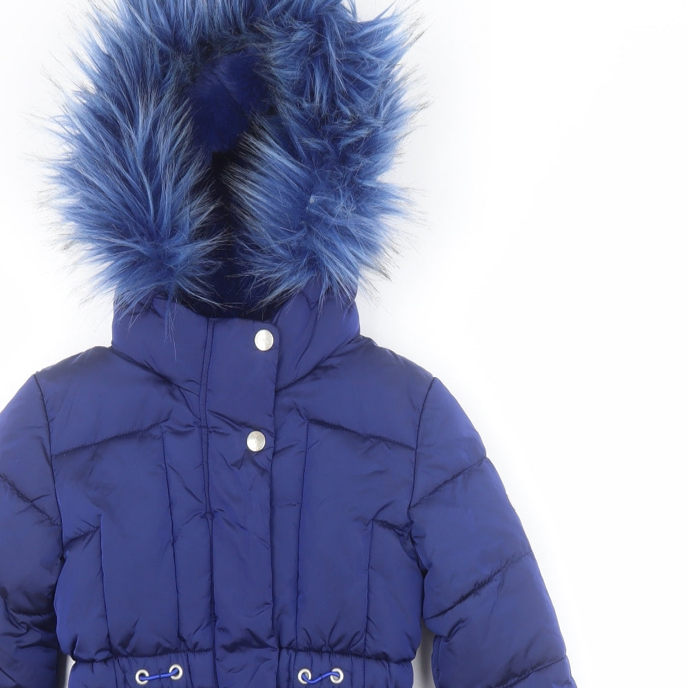 Jasper Conran Girls Blue   Puffer Jacket Coat Size 5-6 Years  Zip