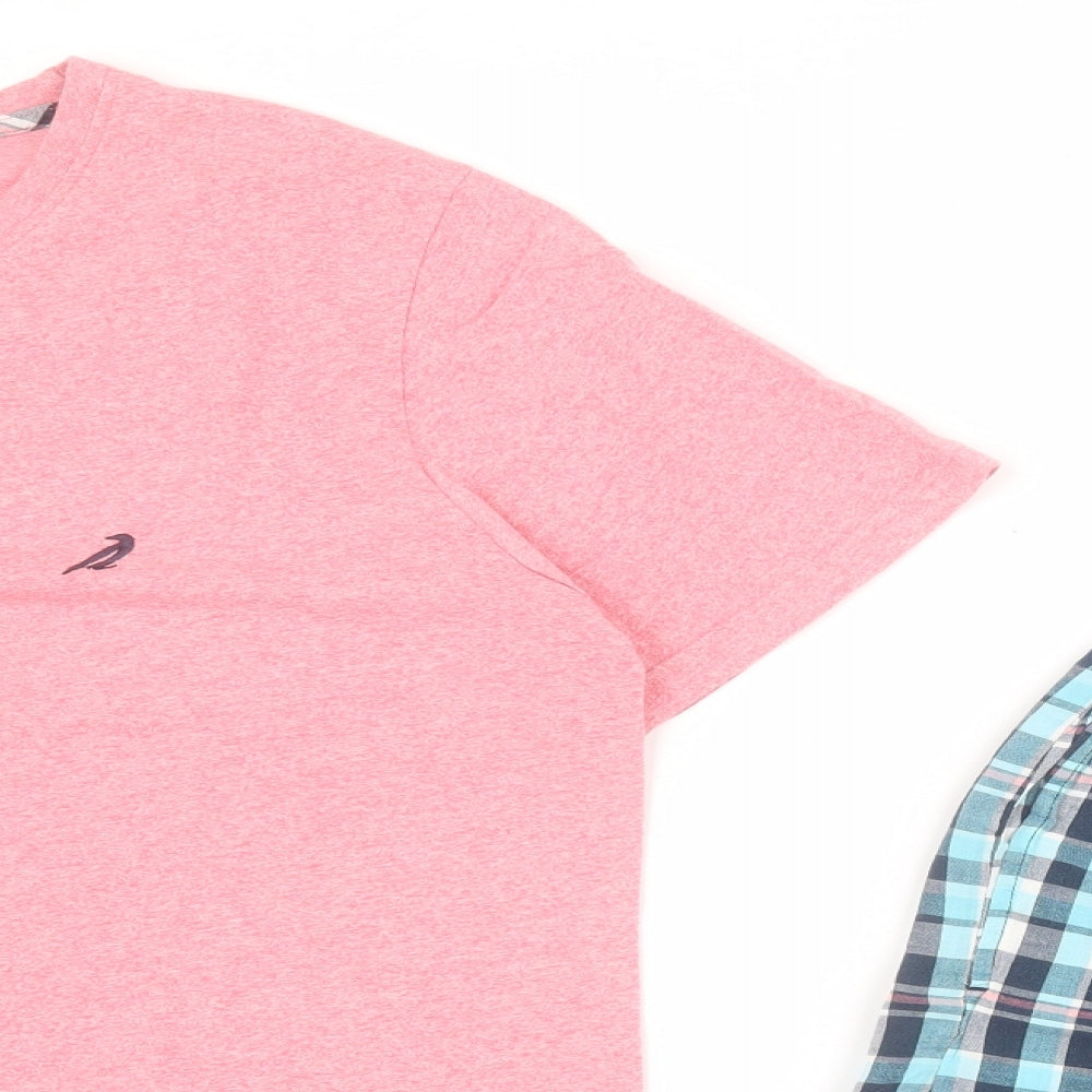 F&F Mens Pink Check Cotton  Pyjama Set Size L  Pullover