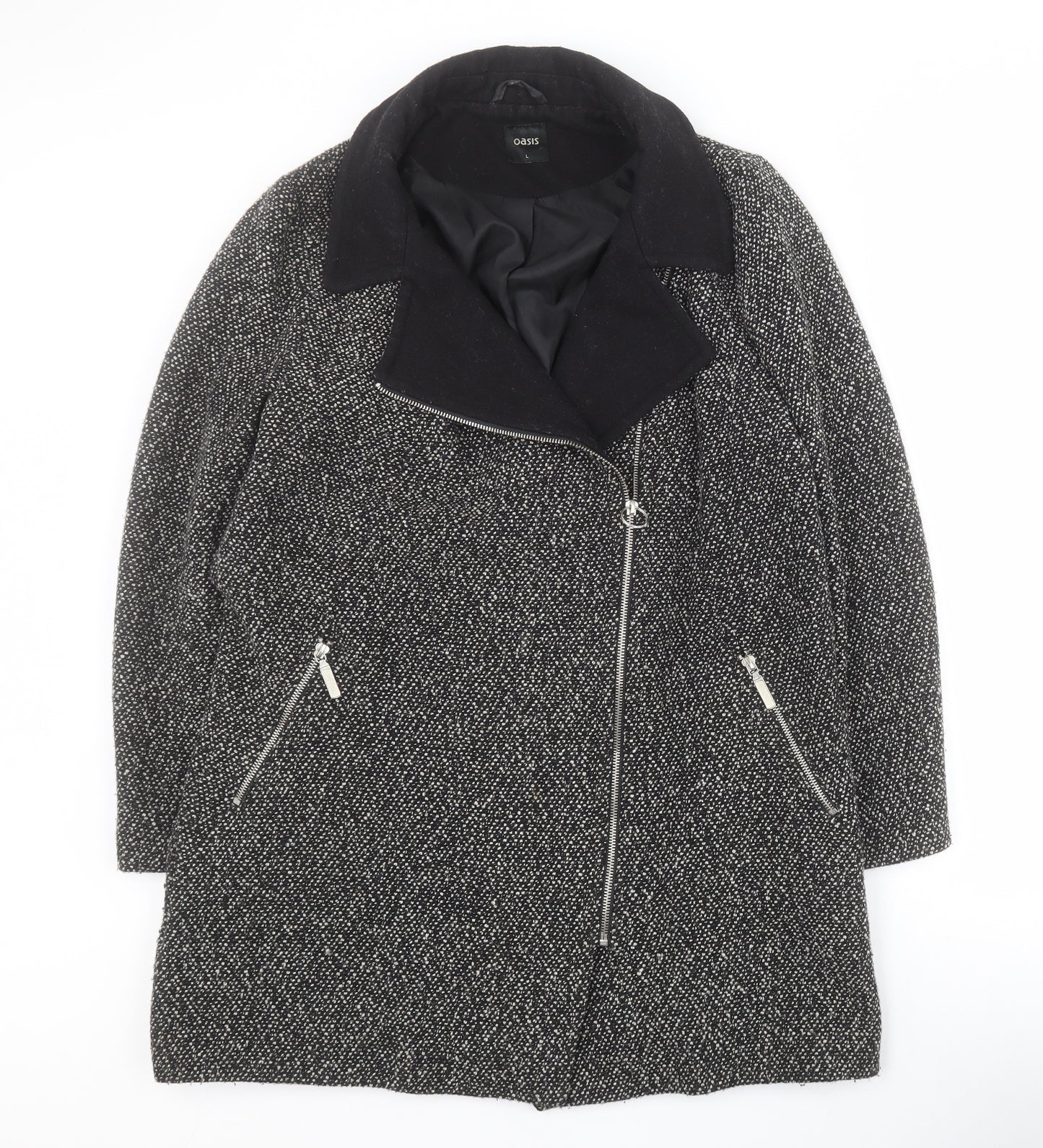 Oasis Womens Grey   Trench Coat Coat Size L  Zip